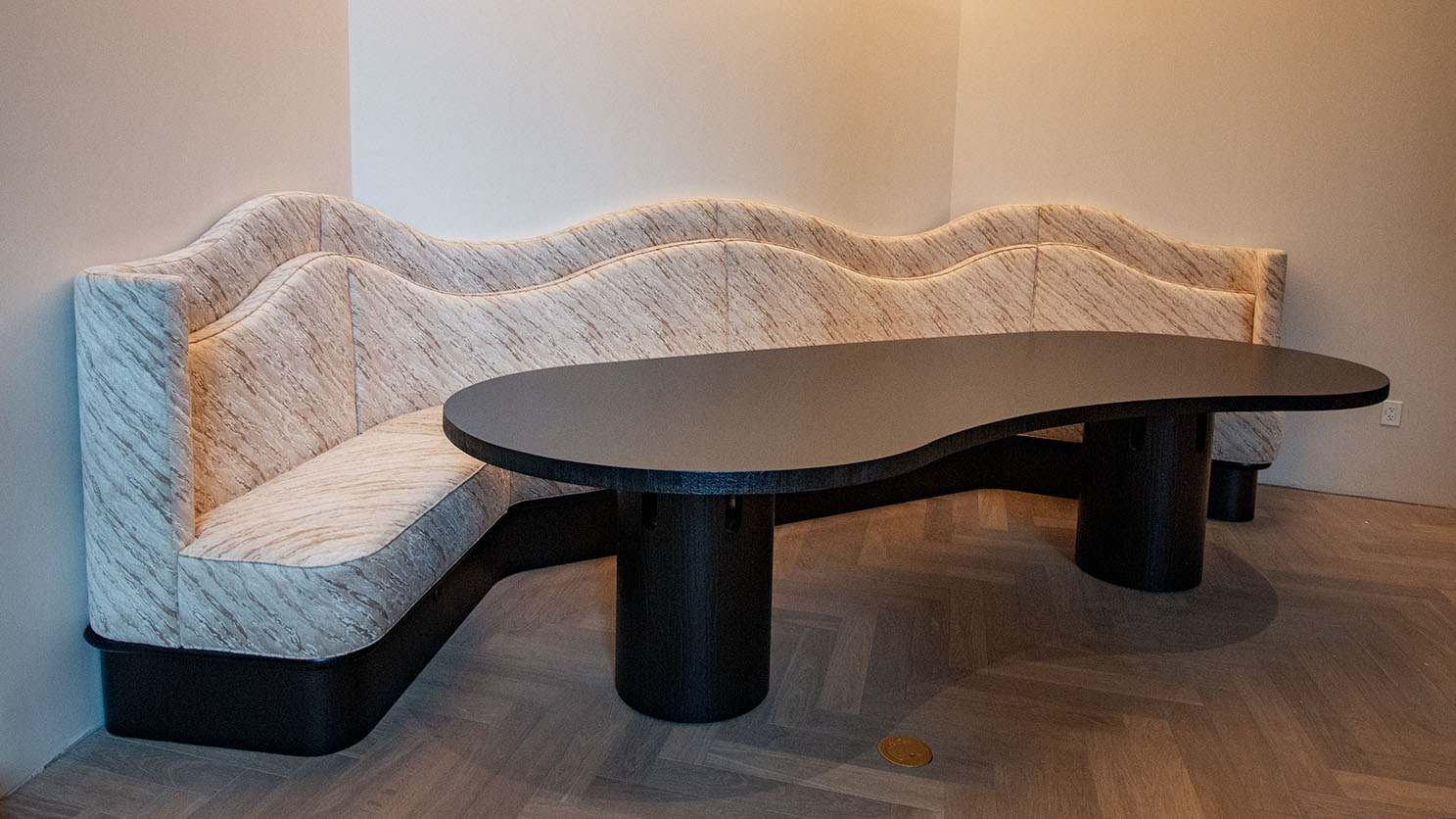 modern grey u-shaped custom banquette